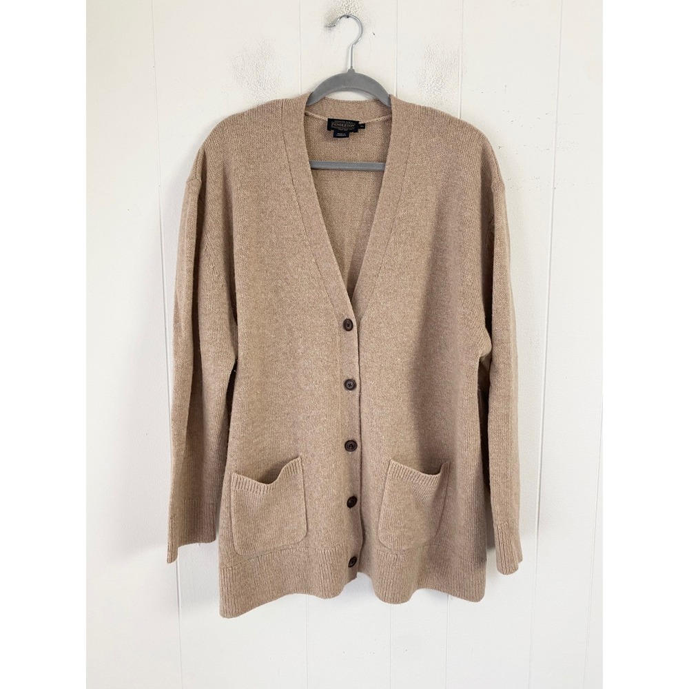 Pendleton 100% Shetland Wool Cardigan Sweater Tan Oatmeal Men's Size XL *